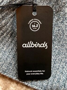 allbirds Blue/Gray Wool Knit Scarf with Brand Tag